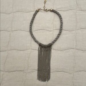 Elegant Silver Braided Necklace with Fringe